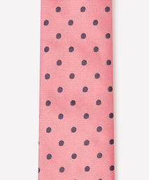 Pink & Navy Polka Dot Silk Woven Tie
