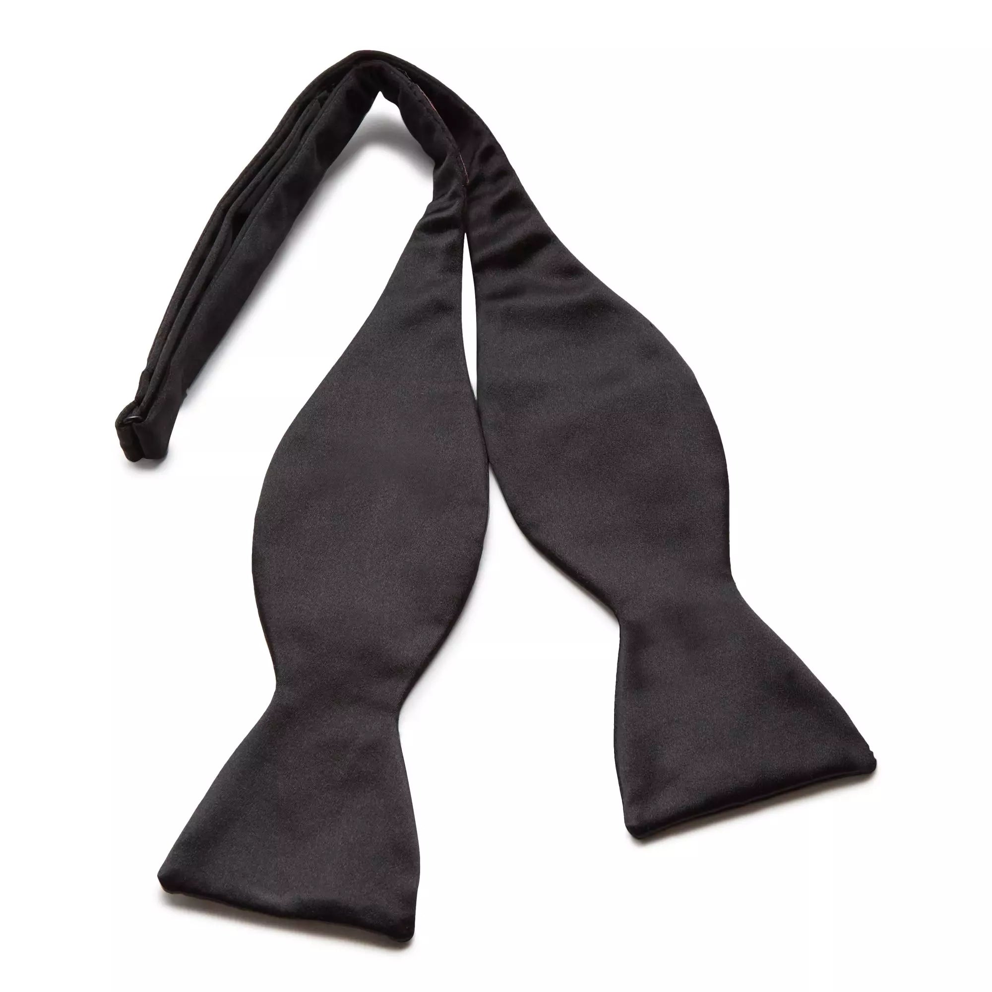 Black Silk Satin Bow Tie