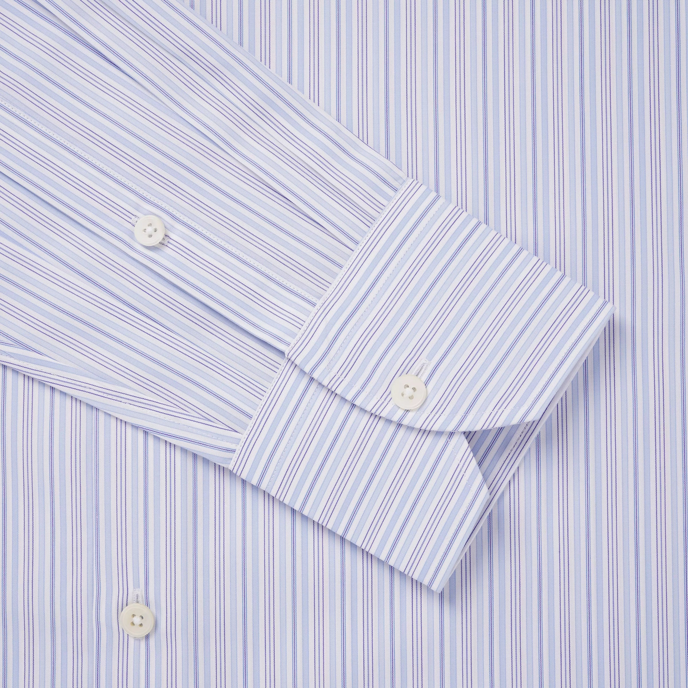 Blue & White Slim Fit Supraluxe Multi Stripe Formal Shirt