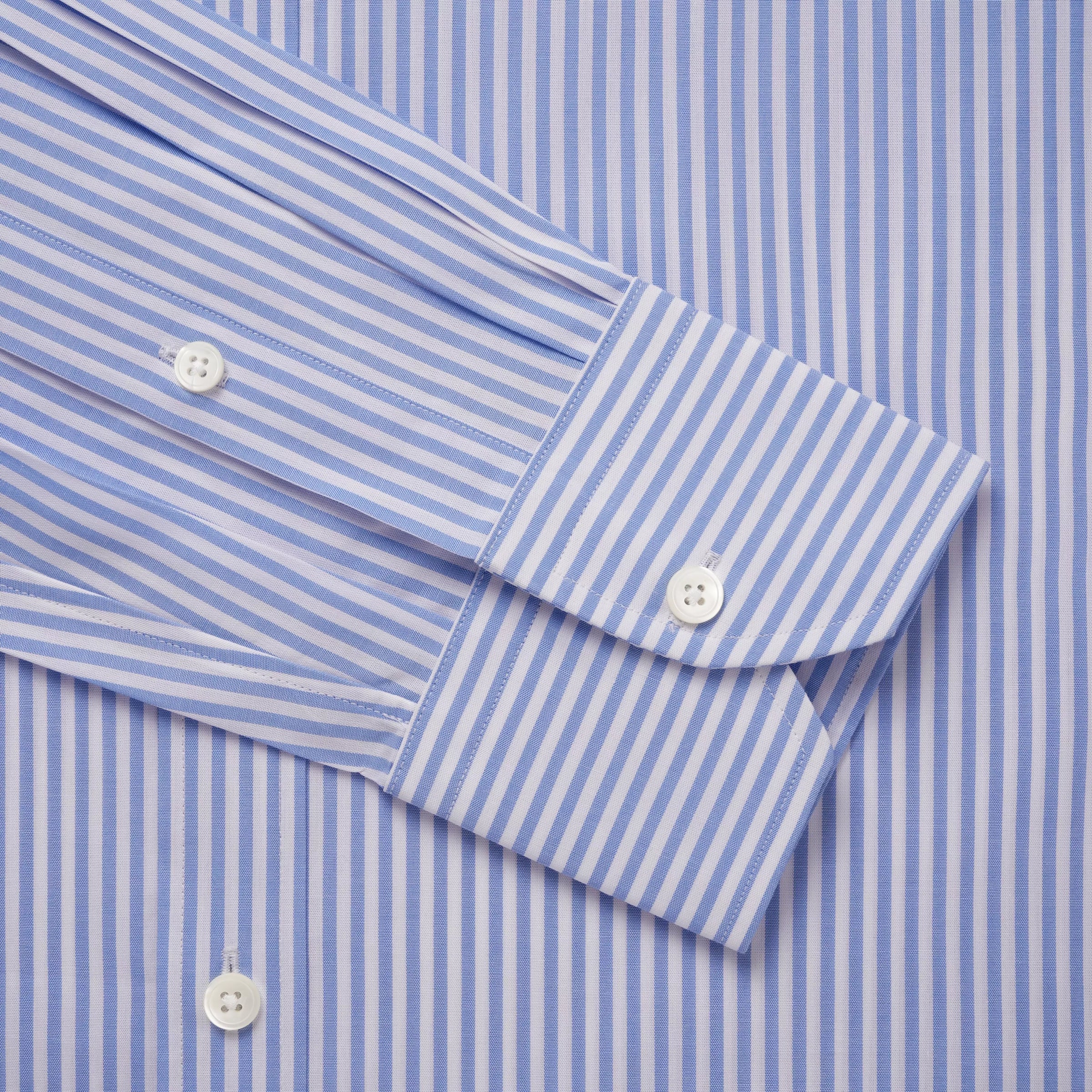 Blue & White Classic Fit Panama Stripe Formal Shirt
