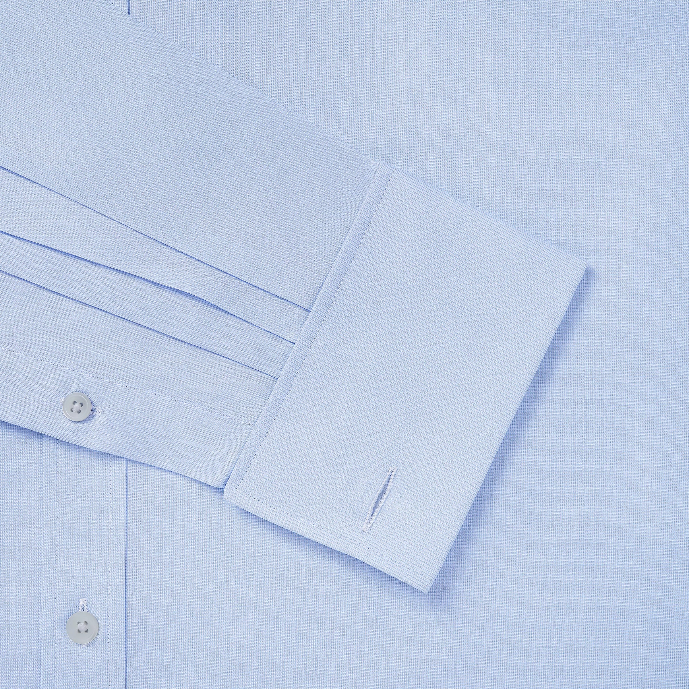 Pale Blue & White Classic Fit Double Cuff Puppytooth Formal Shirt